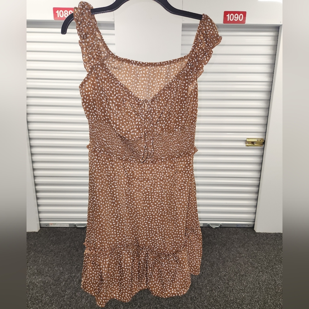 Polka-dot off the shoulder mini dress